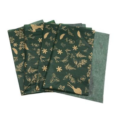 China New Recycled Craft Materials Reindeer Christmas Wrapping Paper Custom Logo Gift Wrapping Paper Paper Gold Dark Green Paper Roll for sale