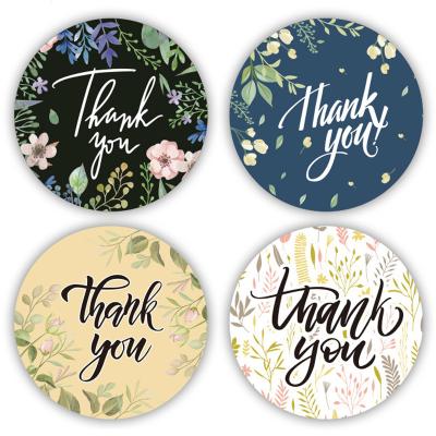 China Waterproof Round Cute Floral Thank You Package Seal Labels Custom Die Cut Stickers For Decoration for sale