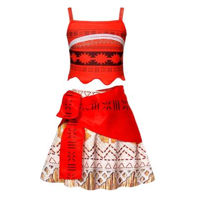 China New Kids Two-piece Princess Moana Adventure Dress Costume Polyester/Girl's Dress Costume Wholesale 2021 Cotton for sale