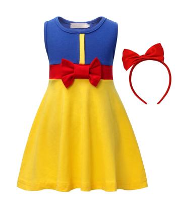 China New Cotton Girls Snow White Dress With Red Headband Children Dress Princess Princess Costume For Amazon for sale