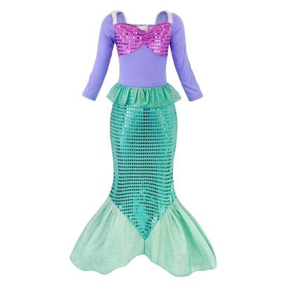 China Spandex/Polyester Little Girls Princess Ariel Costume Sequins Dress Up Mermaid Party Dress Child Fancy Dress for sale