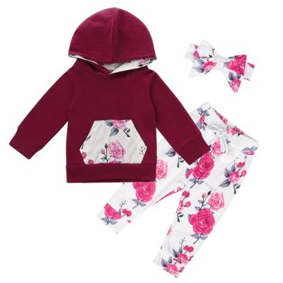 China Wholesale Casual Girls Spring And Autumn Long Sleeve Flower Pattern Costume Kids Clothing Sets for sale