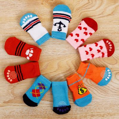 China Stocked Pet Dogs Anti Slip Cute Pet Cartoon Printing Custom Dog Cat Indoor Pet Socks for sale