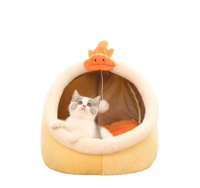 China 2022 Product Selling Polyester Cotton Style Pet Cat Bed Cat House For Comfortable Luxury Pet Beds Breathable Warm Cute Pet Beds All Season for sale