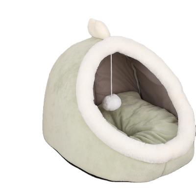 China 2022 Hot Selling Breathable Pet Product Pampers Comfortable Luxury Pet Cat Bed Cute Cat House Style Polyester Cotton Beds For All Season for sale