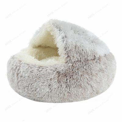 China Custom Made High Quality Washable Soft Cushion Fluffy Washable Plush Round Eco-Friendly Sofa Luxury Cat Bed Dog Pet Beds for sale