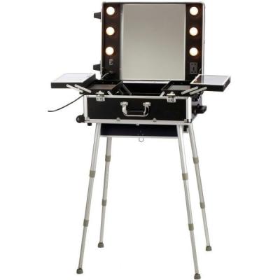 China Makeup Aluminum Aluminum Rolling Case With Mirror Bulb for sale