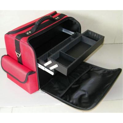 China Red Nylon Nylon Makeup Bag For Makeup Artist Paint Cosmetic Carrier Bag for sale