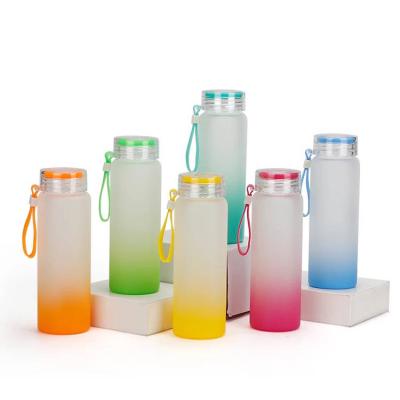 China Hot sale factory price 500ml 17oz blanks sublimation glass bottles for hot printing WITH LID for sale