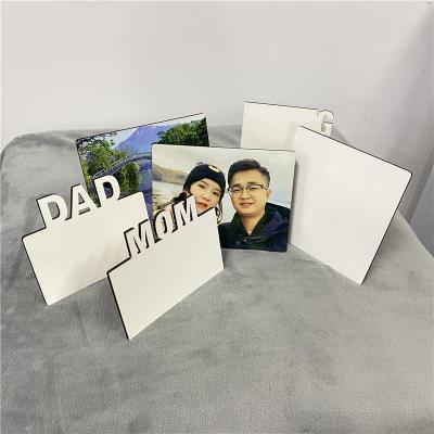 China DIY Gifts Blank White Ardboard Glosy Photo Frame Sublimation MDF Wooden Board With Stand for sale