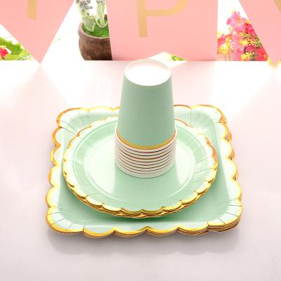 China Wholesale Multicolor Disposable Birthday Party Decorations Customized Paper Plate With Cups for sale