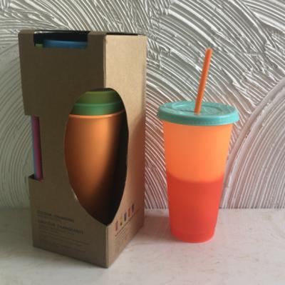 China 24oz PP Plastic Coffee 700ml Juice Mug Stored Eco-friendly BPA Free Temperature Sensing Beer Mug Color Change for sale