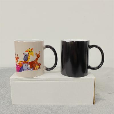 China Viable White Coated 11oz Ceramic Heat Sensitive Color Changing Stoneware Mugs 330ml With Handle For DIY Printing For Christmas Birthday for sale