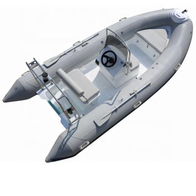 China CE 430cm RIB Fiberglass Rigid Fiberglass Hull Inflatable Fishing Rescue Boat With Outboard Motor for sale