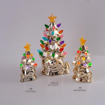 China Wholesale Colorful Lighting Decoration Dehua Ceramic Factory Beads Table Top Lighted Gift Ceramic Christmas Tree for sale