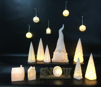 China Christmas Decoration New Collection Porcelain Led Ornament For Christmas Decor Christmas LED Ceramic Light for sale