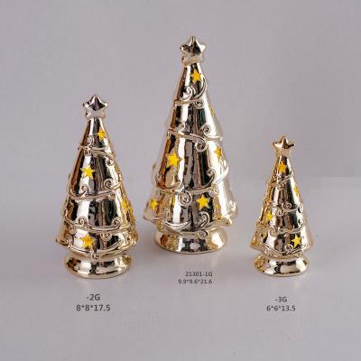 China Christmas show China manufacturer Christmas Decoration Gifts creative table decoration ceramic Christmas tree with led light for sale