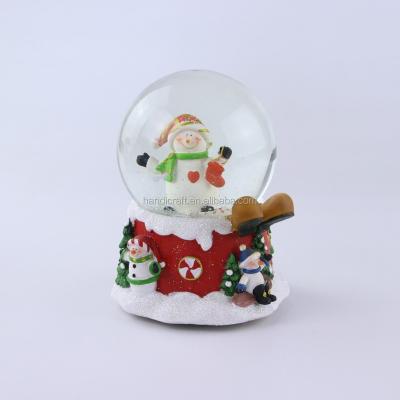 China Europe 2018 100mm Musical Christmas Snowman and Tree Water Globe for Gift for sale