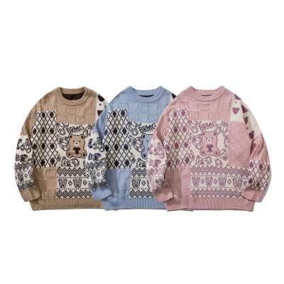 China New Design Breathable Unique Crewneck Patchwork Sweater Long Sleeve Knit Men/Women Pullover Sweater for sale