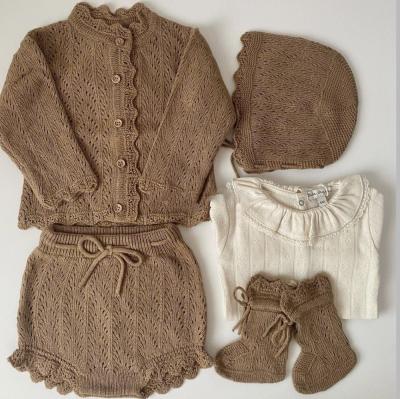 China OEM Casual Factory Custom Lace Baby Clothes Wool Knitted Cozy Warm Baby Clothes Sweater Set for sale