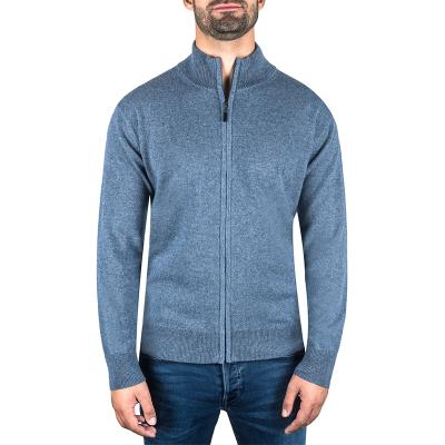 China Fat Breathable Classic Stand Collar And Zipper 100% Pure Knit Cashmere Sweater For Men for sale