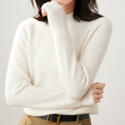 China Anti-wrinkle New Winter Cashmere Sweater For Women Knitted Semi-Turtleneck Pullover Solid Color Loose Sweater for sale