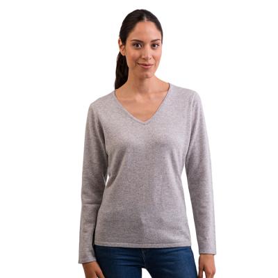 China 100% Warm Autumn Pure Breathable V-Neck Cashmere Girls Women Knit Blank Pullover Wool Cashmere Sweater for sale