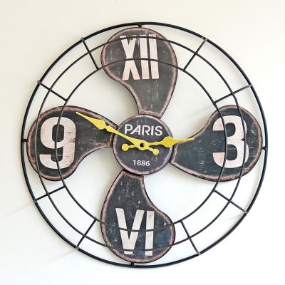 China Calendars Arts and Crafts Metal Fan Art Antique Decorative Wall Clock Large for sale