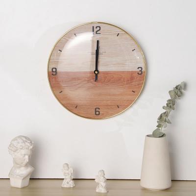 China Simple Round Calendars MDF Frameless Clock 12 Inch Non-ticking Wall Clock for sale