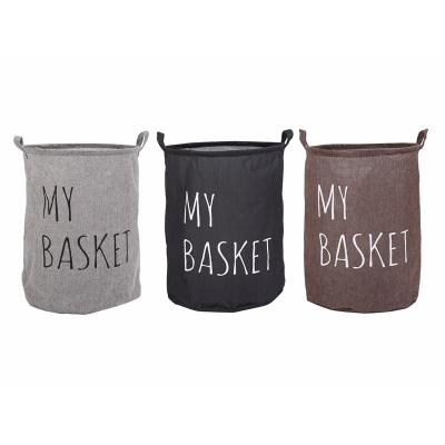 China Rustic My Basket Storage Waterproof Canvas Round Bag Large Laundry Hamper Collapsible Laundry Trash Cans for sale