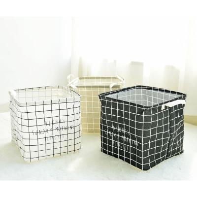 China Coastal Home Decoration Fashion Storage Basket Canvas Square Printing Folding Custom Laundry Hamper for sale