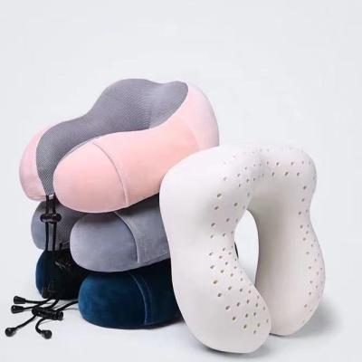 China Anti-static U-shaped functional pillow for travel rest sleep neck support natural latex pillow with pillowcase for sale