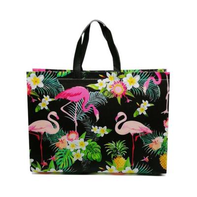 China Custom Eco Friendly Reusable Printing Flamingo Handled Nonwoven Shopping Bags for sale