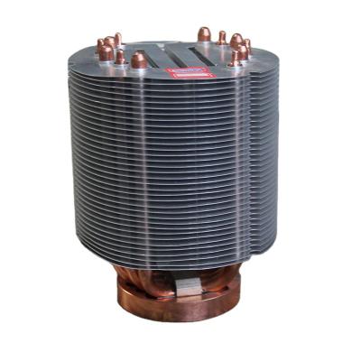 China FM OEM Customized Stamping Parts Round Copper Tube Fin Heatsink Radiator FM-SCPH-0009 for sale