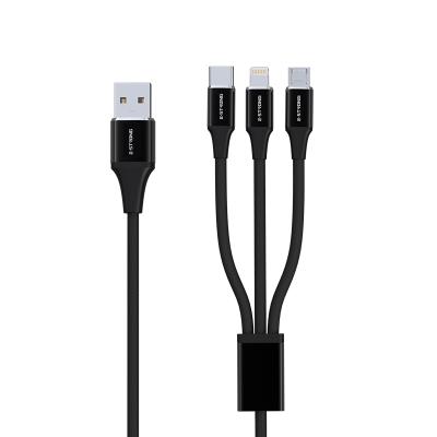 China Free Printed Logo Multifunctional Mobile Phone Cable 3 In 1 USB Cable 5V 2.4A Usb Charging Cable For Android For IOS for sale