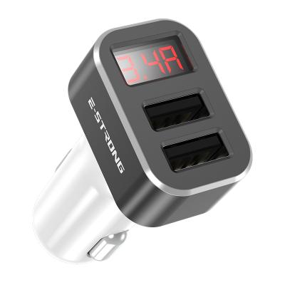 China Car Accessories Factory Wholesale Universal Digital Display Car Adapter 2 USB Port Car Fast Charging Charger for sale