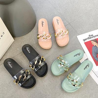 China 2023 Style Thick Bottom Ins Style Fashion Flat Bottom Slippers Women's Summer Wear Fashion Trend Sandals And Slippers New for sale