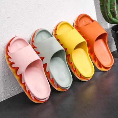 China Fashion Trend Flame Slippers Men's and Women's Outdoor Beach Flip Flops Deeply Soled EVA Slippers Wholesale for sale