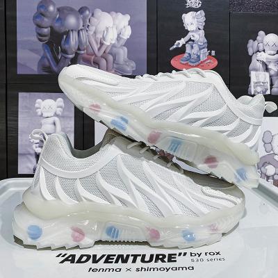 China New Fashion Trend Style Knife Blade Flight Knitted Sneakers Men's Shoes With Transparent Bottom Casual Running Shoes for sale