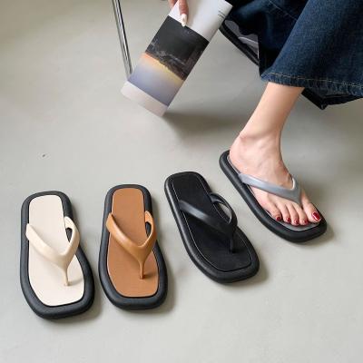 China Wholesale 2023 New Style Fashion Trend Flip Flops Summer Ladies Beach Flip Flops Women Slippers Thick Bottom Flip Flops For Girls for sale