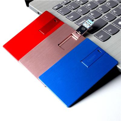 China Custom logo Metal color Business credit Card shape 8gb 16gb usb flash disk USB Memory Stick Flash pen Drive for sale