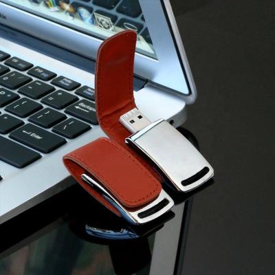 China Customized Logo Metal Keychain Flashdisk Memory Stick Cheap Leather Usb for sale