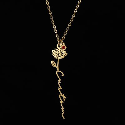 China Vintage Bellona Hot Selling New Stainless Steel Flower Vintage Necklace Custom Birthstone Neckalce December For Woman Charm Jewelry for sale