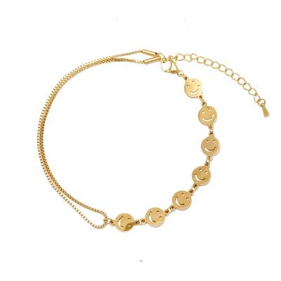 China Korean Customized Wholesales Superior Feel Miling Faces Summer Fashionable Beach Gold Cute Anklet Chain for sale