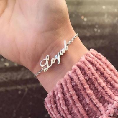 China Bellona Hot punk selling custom made English stainless steel letter name bracelet couples romantic gift personalized jewelry for sale