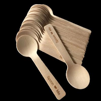 China China Spoon Eco-friendly Bamboo Cutlery Small Logo Printed Mini Wooden Spoon Customized Disposable Biodegradable For Ice Cream for sale