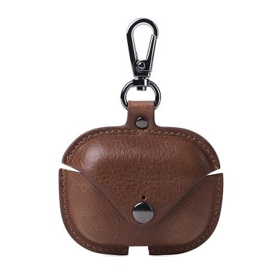 China Custom Leather Airpods 3 Case Cover Protected Leather OEM Soft Leather Genuine Leather Airpods Pro Case for sale