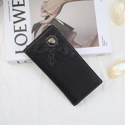 China Genuine Leather Wallet Bi-Fold Card Holder Mobile Phone ID Window Case Waterproof Custom Real Leather Ladies Long Wallets for sale