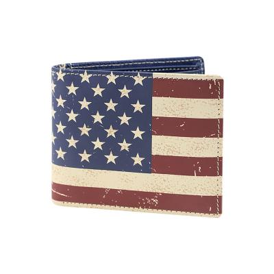 China Real USA Genuine Flag Wallet Genuine Leather Genuine USA Flag Amerian OEM Sale RFID Amazon Card Cash Coin Holder Custom Logo Wholesale Hot Leather Flag Purse for sale