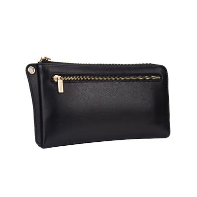 China OEM Genuine Women's Long Purse Bifold Genuine Leather Waterproof Leather Wallet Long Clutch Bag Custom for sale